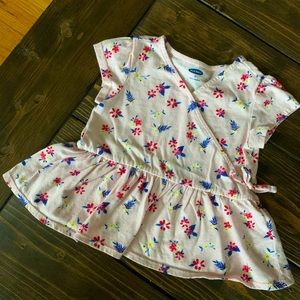 Light pink floral peplum wrap top